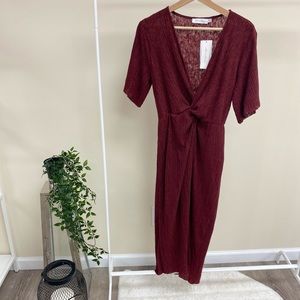 All in Favor Dolman Plissé Midi Dress